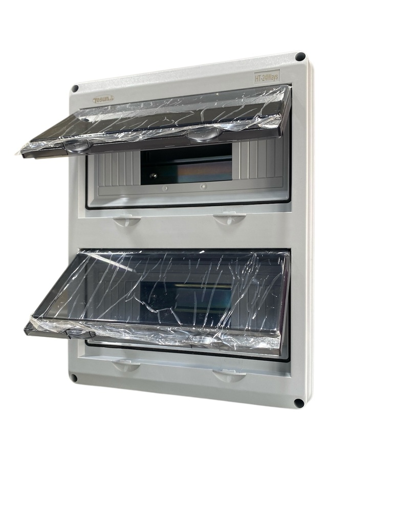 TABLERO DE DISTRIBUCIÓN PLASTICO 24 CIRCUITOS SUPERFICIAL INTEMPERIE RIEL DIN GRIS