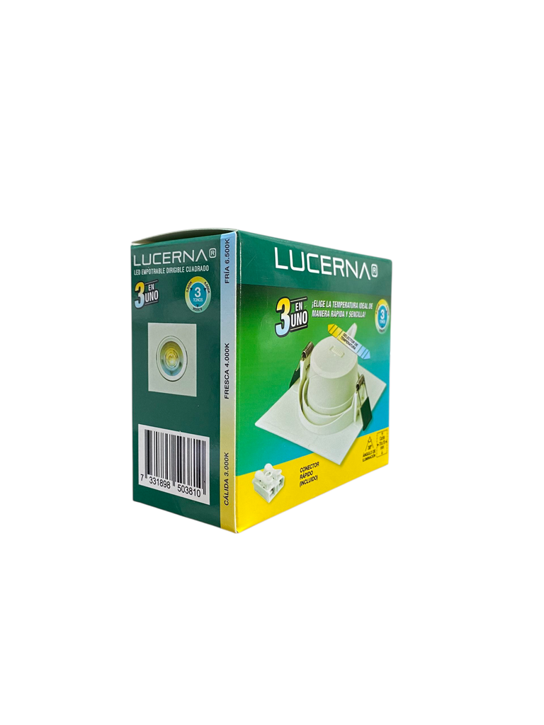 PANEL LED 7W CUADRADO EMPOTRABLE DIRIGIBLE 100-240V 3TONO (3K, 4K Y 6.5K) 560LM