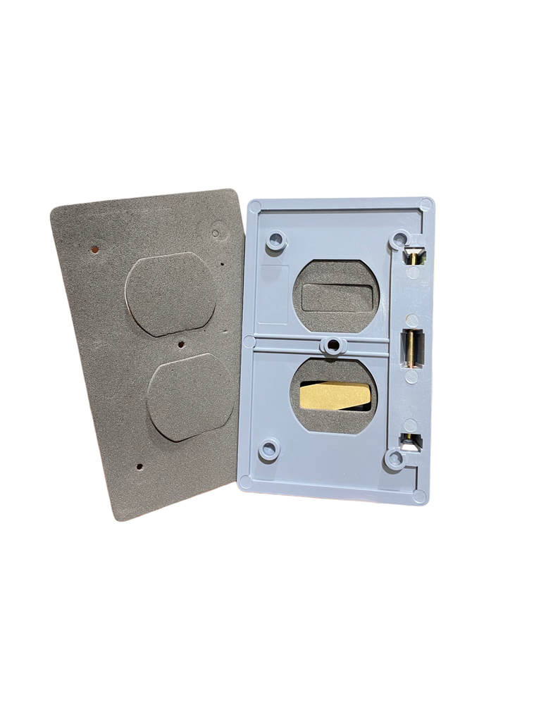 TAPA PROTECTORA PARA TOMACORRIENTE Y APAGADOR DOBLE COLOR GRIS ILUM-VEN