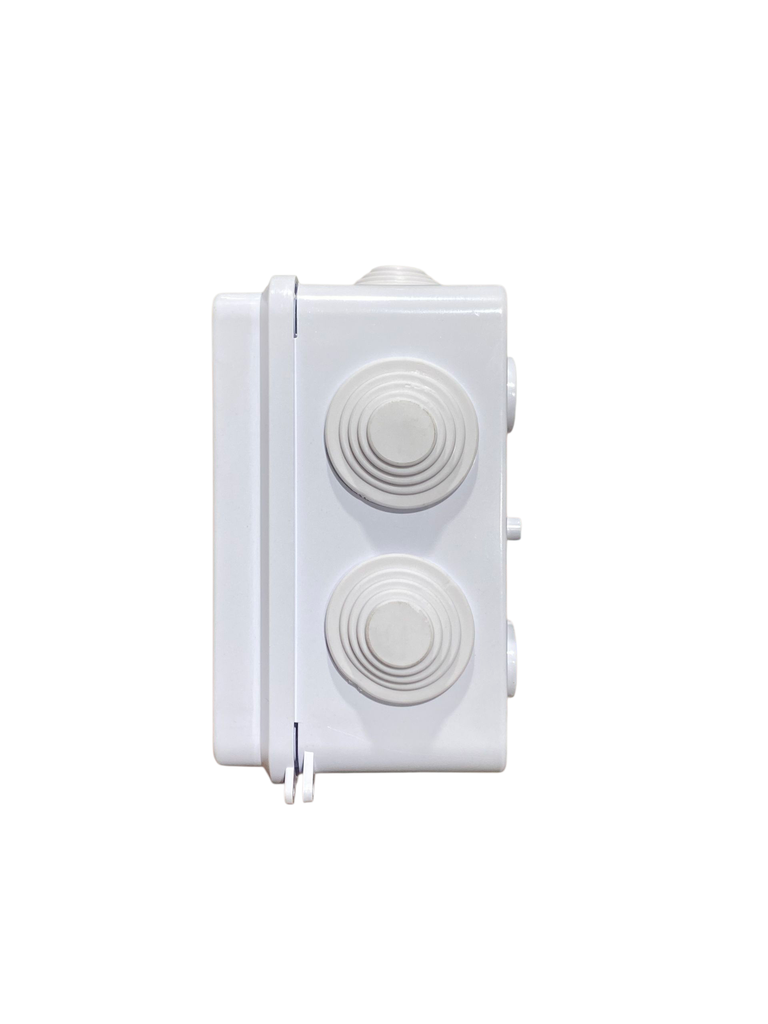 CAJA DE DERIVACION PLASTICA 100X100X70mm (4X4X2,7") PREPONCHADO IP65  COLOR BLANCO ANDELI