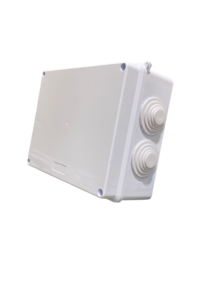 CAJA DE DERIVACION PLASTICA 200X155X80mm (7,9X6X3") PREPONCHADO IP65  COLOR BLANCO ANDELI