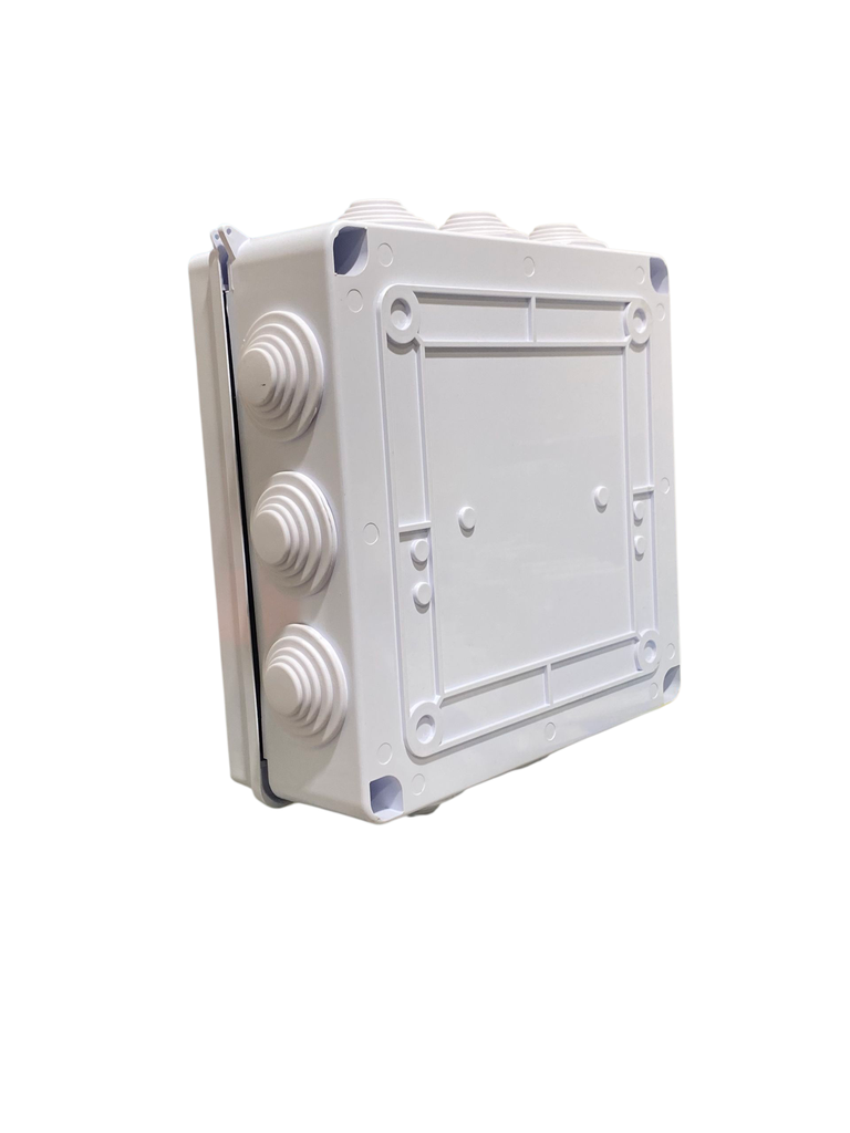 CAJA DE DERIVACION PLASTICA 200X200X80mm (7,9X7,9X3") PREPONCHADO IP65  COLOR BLANCO ANDELI