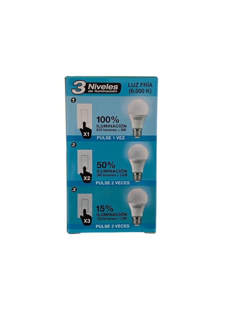 BOMBILLO LED 9W 810LM 6.500°K IP20 100-240V E27  3 NIVELES