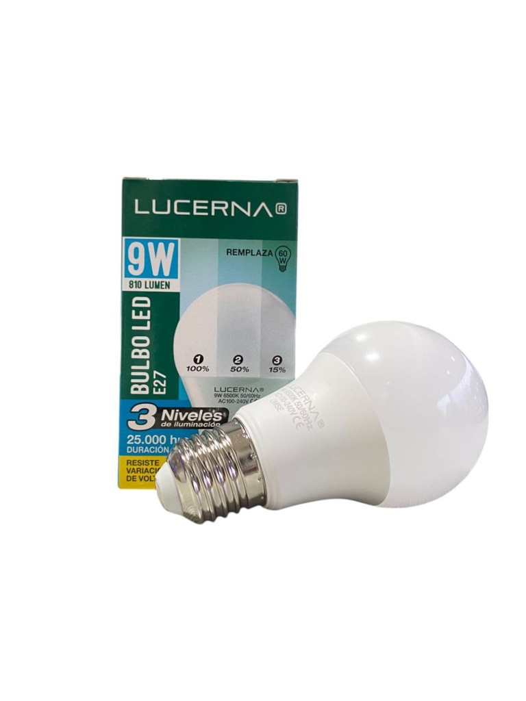 BOMBILLO LED 9W 810LM 6.500°K IP20 100-240V E27  3 NIVELES