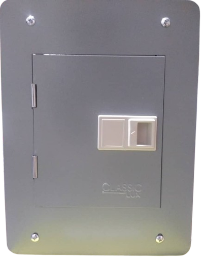 [TFM-13] TABLERO RESIDENCIAL 4 CIRCUITOS EMPOTRABLE PREPONCHADA CON TAPA/PUERTA PINTURA ELECTROSTATICA GRIS 125 A 240 Vca