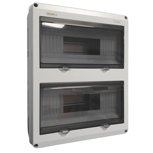 [HT-24] TABLERO DE DISTRIBUCION PLASTICO 24 CIRCUITOS SUPERFICIAL INTEMPERIE RIEL DIN GRIS