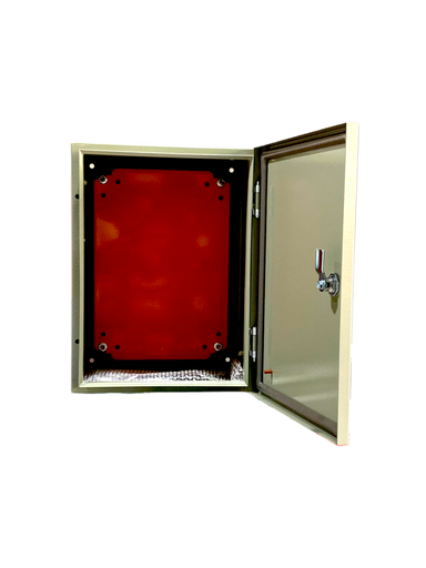 [CON18262] CAJA DE CONTROL 400x300x200mm IP65 USO EXTERIOR  C/PUERTA Y CERRADURA DOBLE FONDO PINTURA ELECTROSTATICA BEIGE 